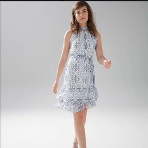 Tile print belted mini dress